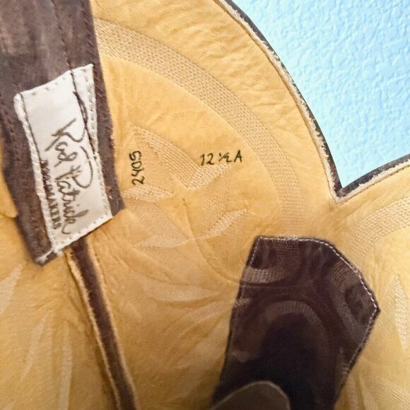 Rod Patrick Mens Cowboy Boots 12.5 A Perro Loco Brown Leather Western Square Toe - Picture 11 of 15